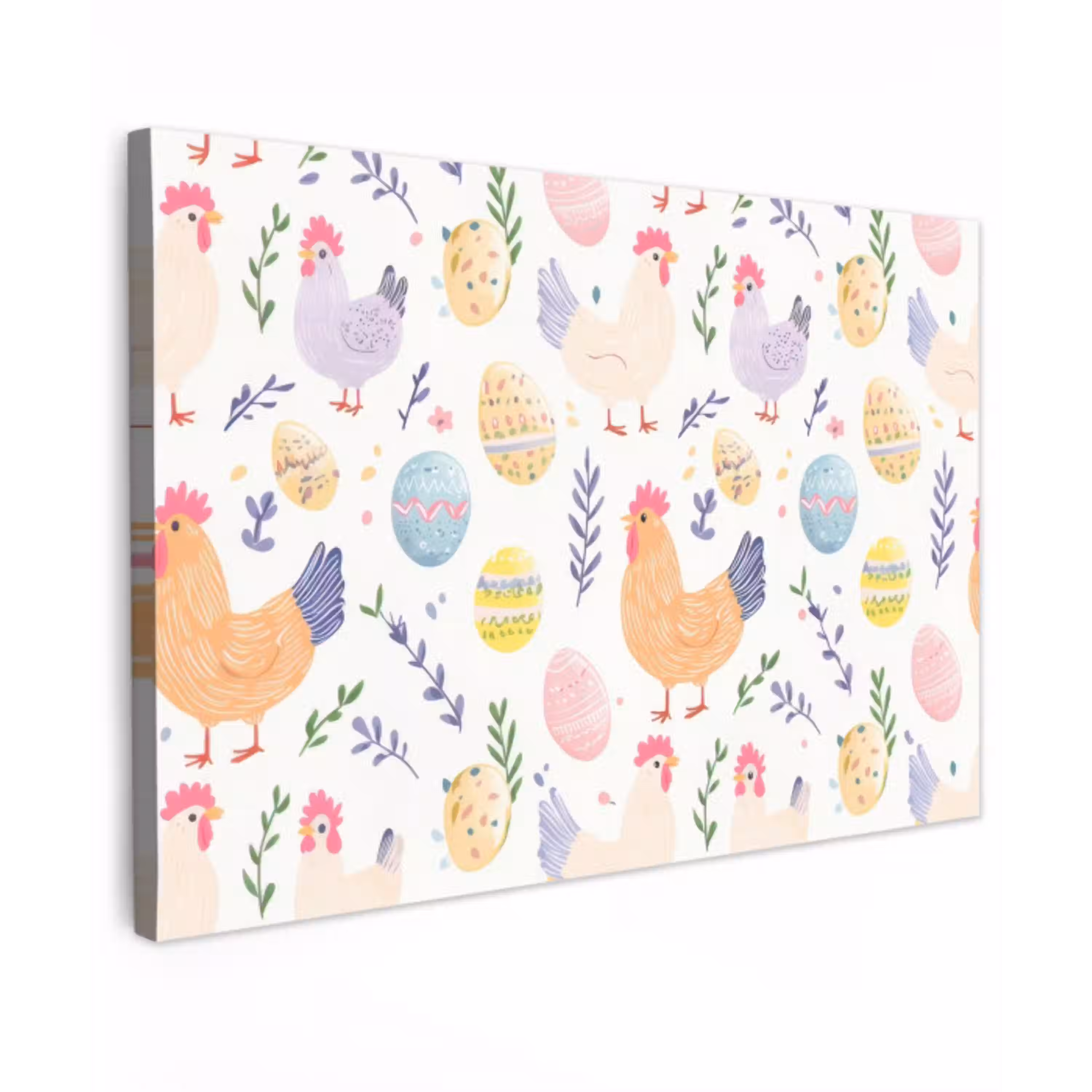 Patroon - Kip - Paaseieren Tuinposter op houten frame 2 cm dik klein -3d