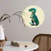 Dinosaurus - Turquoise - Stekels Wandcirkel behangsticker klein -sfeer3