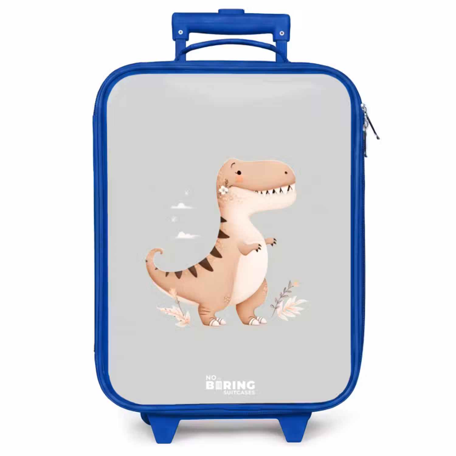 Kinderkoffer Blau - Dino in den Farben Beige und Grau
