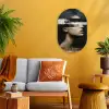 Gezicht - Vrouw - Zwart - Abstract Wandcirkel Ovaal Forex klein -sfeer4