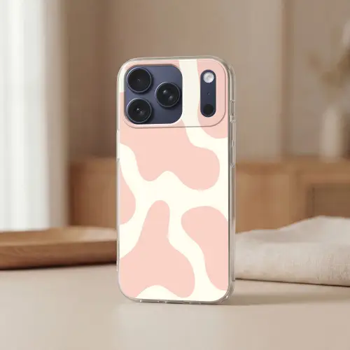 Vlekken - Wit - Roze - Patronen - Minimalistisch Telefoonhoesje iPhone 17 Pro klein -sfeer2