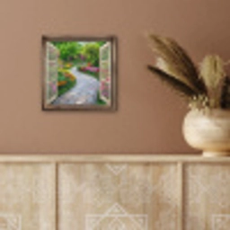 Doorkijk - Bloemen - Tuinpad - Natuur - Raam aluminium wit klein -sfeer4