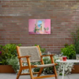 Roze - Buiten - Verf Tuinposter op houten frame 2 cm dik klein -sfeer3