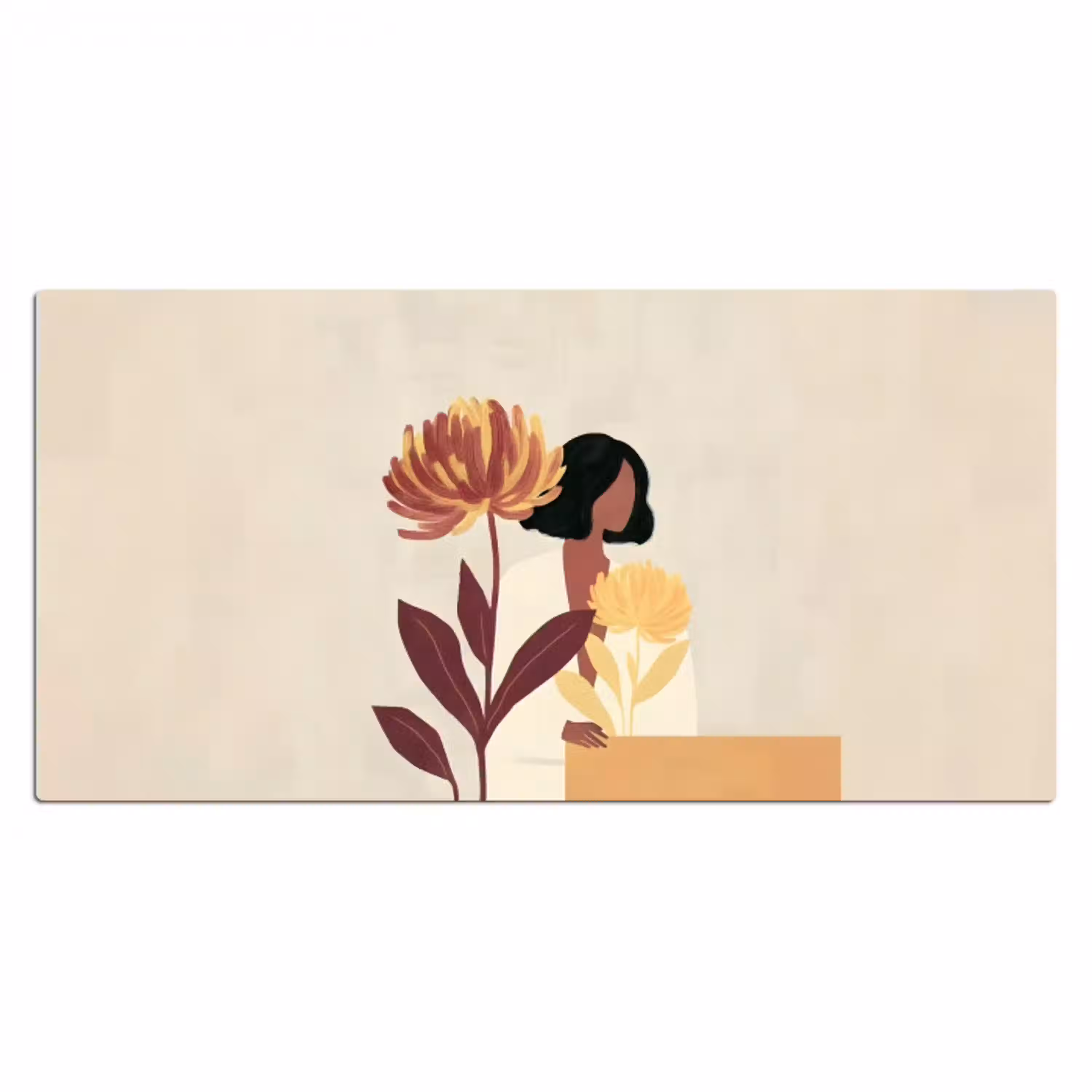 Vrouw - Minimalistisch - Bloem Muismat XXL klein -3d_leeg