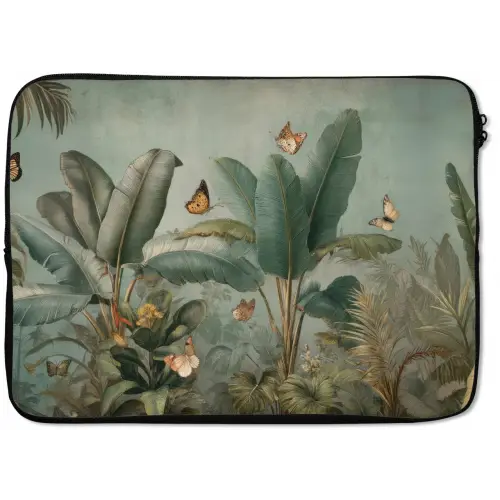 Tropisch bladerdek - Vlinders - groen - Bruin laptophoes neopreen klein -zkaufland3dotto