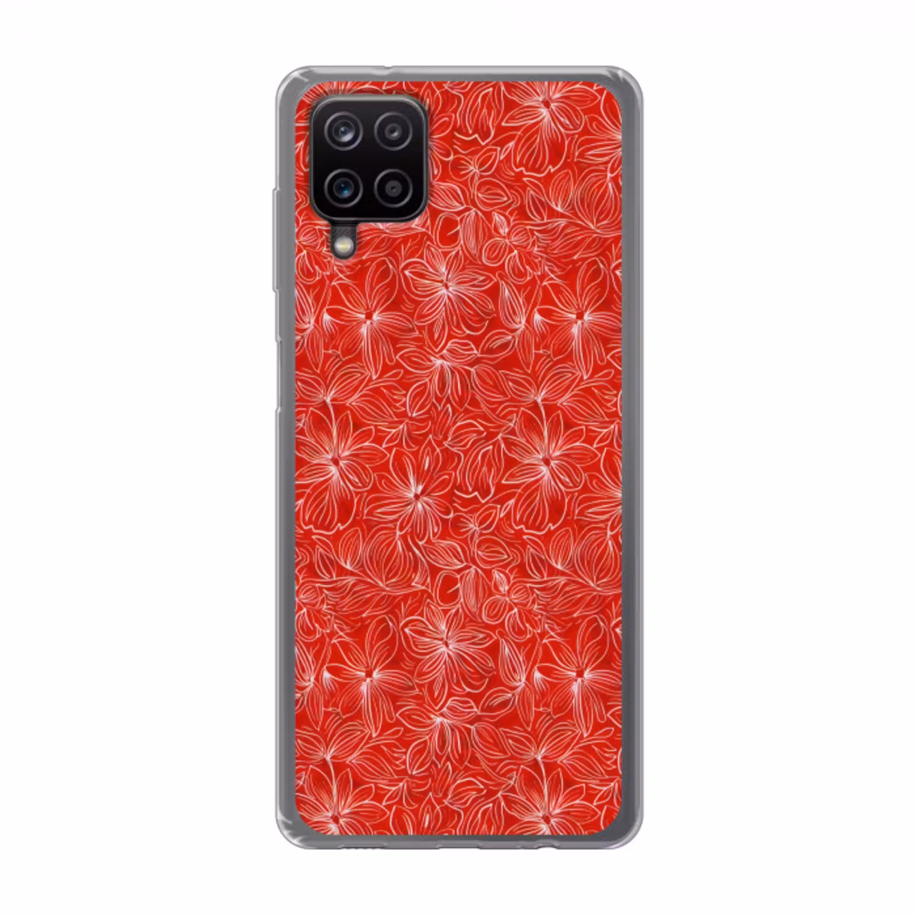 Bloemen - Patroon - Rood Telefoonhoesje Samsung Galaxy A12 klein 372 -3d