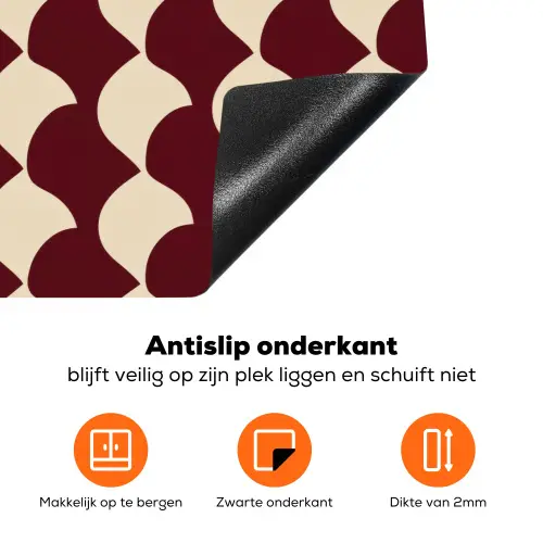 Rood - Tegelpatroon - Crème Inductie beschermer vinyl 3mm klein 276 -zzzzzzz-td-onderkant