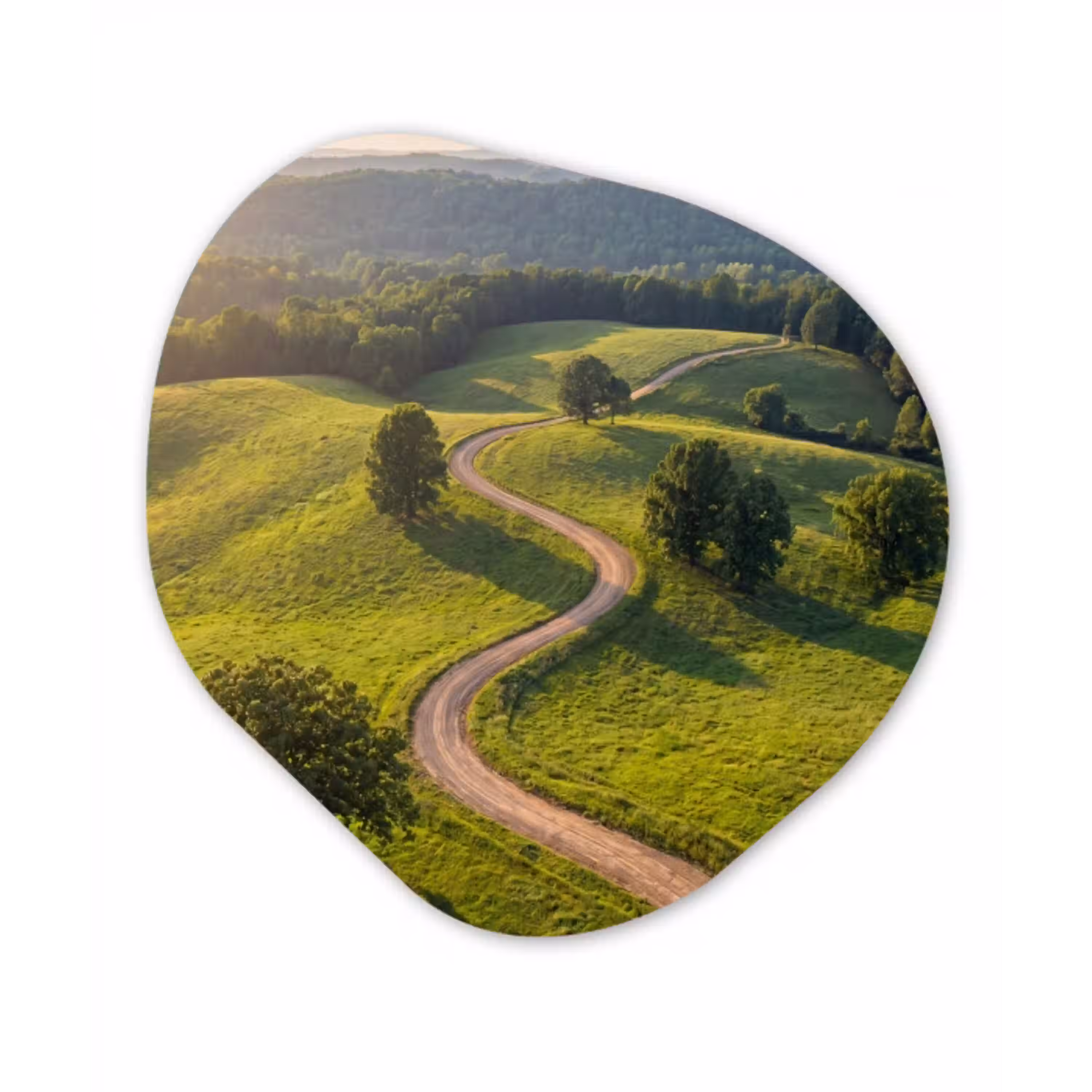 Weg - Weide - Natuur - Groen Wandcirkel Organisch Forex 3mm klein -3d