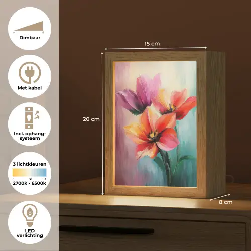 Tulpen - Lichtreflecties - Kleurverloop Light Box met kabel (Tafellamp) klein -USP_NL