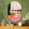 Bloemen - Koffie - Raam Wandcirkel Ovaal Glas middel -sfeer2