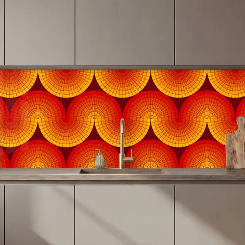 Design - Retro - Rood - Abstract keuken achterwand 2 middel 871 zz_3dshopping
