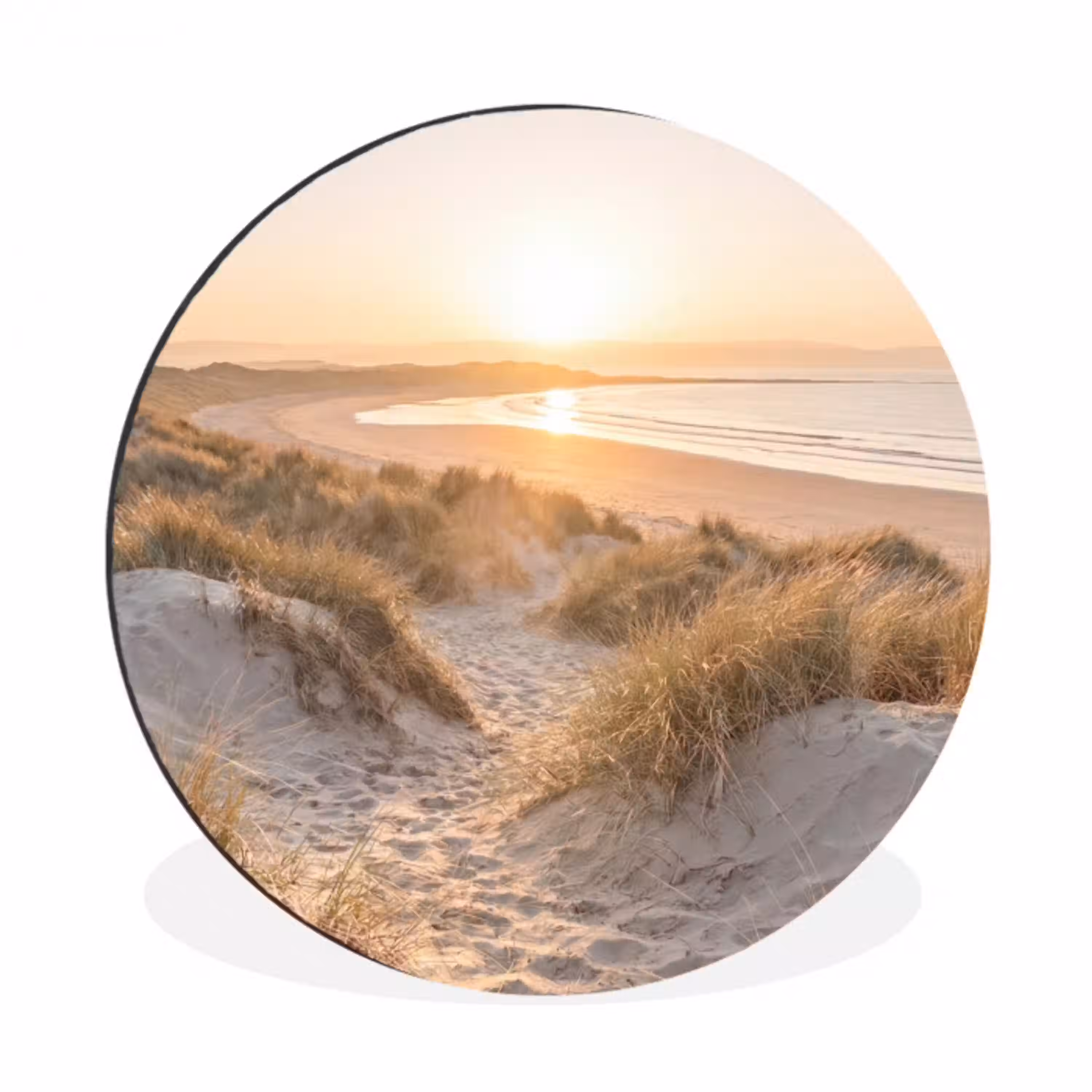 Duinen - Strand - Zee Wandcirkel aluminium klein -3d