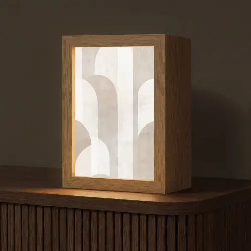 Abstracte bogen - Modern - Beige Light Box met kabel (Tafellamp) klein -z3d_website