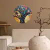 Boom - Levensboom - Kleurrijk - Bloemen - Modern Wandcirkel behangsticker klein -sfeer1