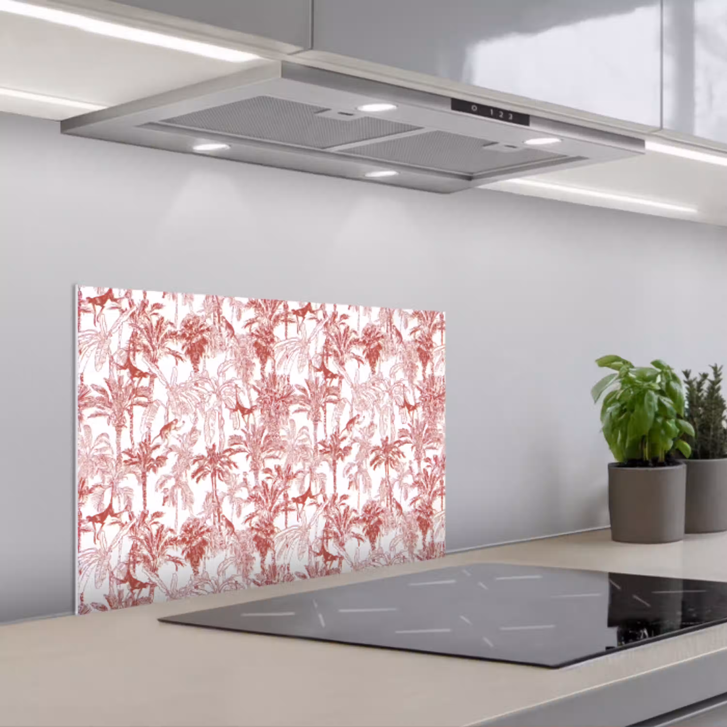 Aap - Oerwoud - Rood keuken achterwand spatscherm klein 900 -3d_schuin