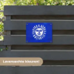 Zon - Gezicht - Penseelstructuur - Blauw tuinposter los doek klein -sfeer3