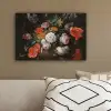 Stilleven met bloemen en een horloge - Schilderij van Abraham Mignon canvas 2cm klein -sfeer3