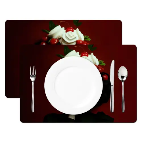 Vrouw - Kersen - Slagroom Placemat vinyl groot -zzsfeer2_Kitchenyeah-website