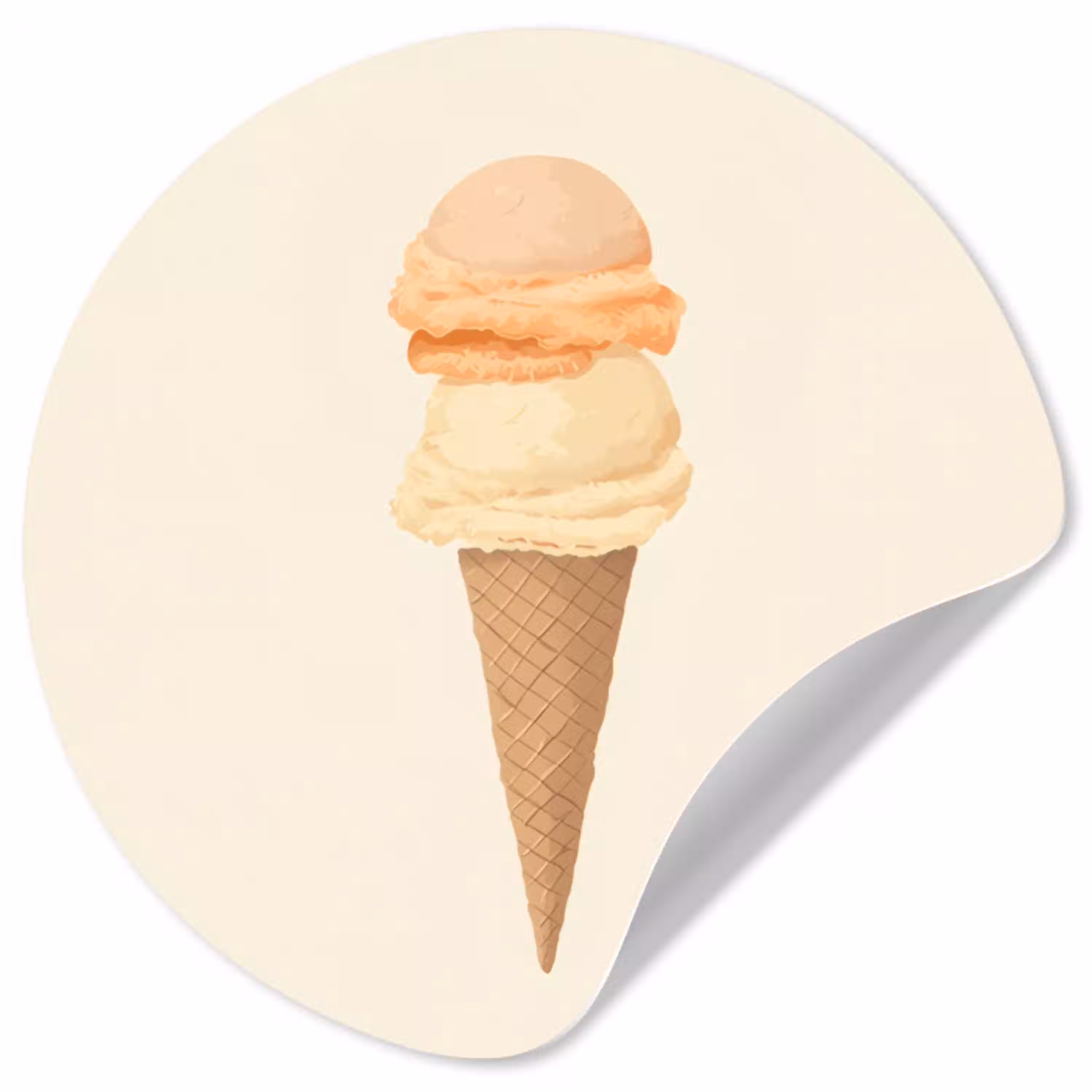 Minimalistisch - Schepijs - Hoorntje - Beige Wandcirkel behangsticker klein -3d
