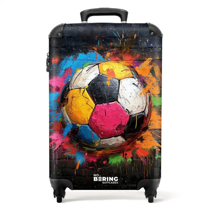 Graffiti voetbal met felle kleuren NBS - Handbagage koffer - Kinderen Unisex middel -productfoto_recht
