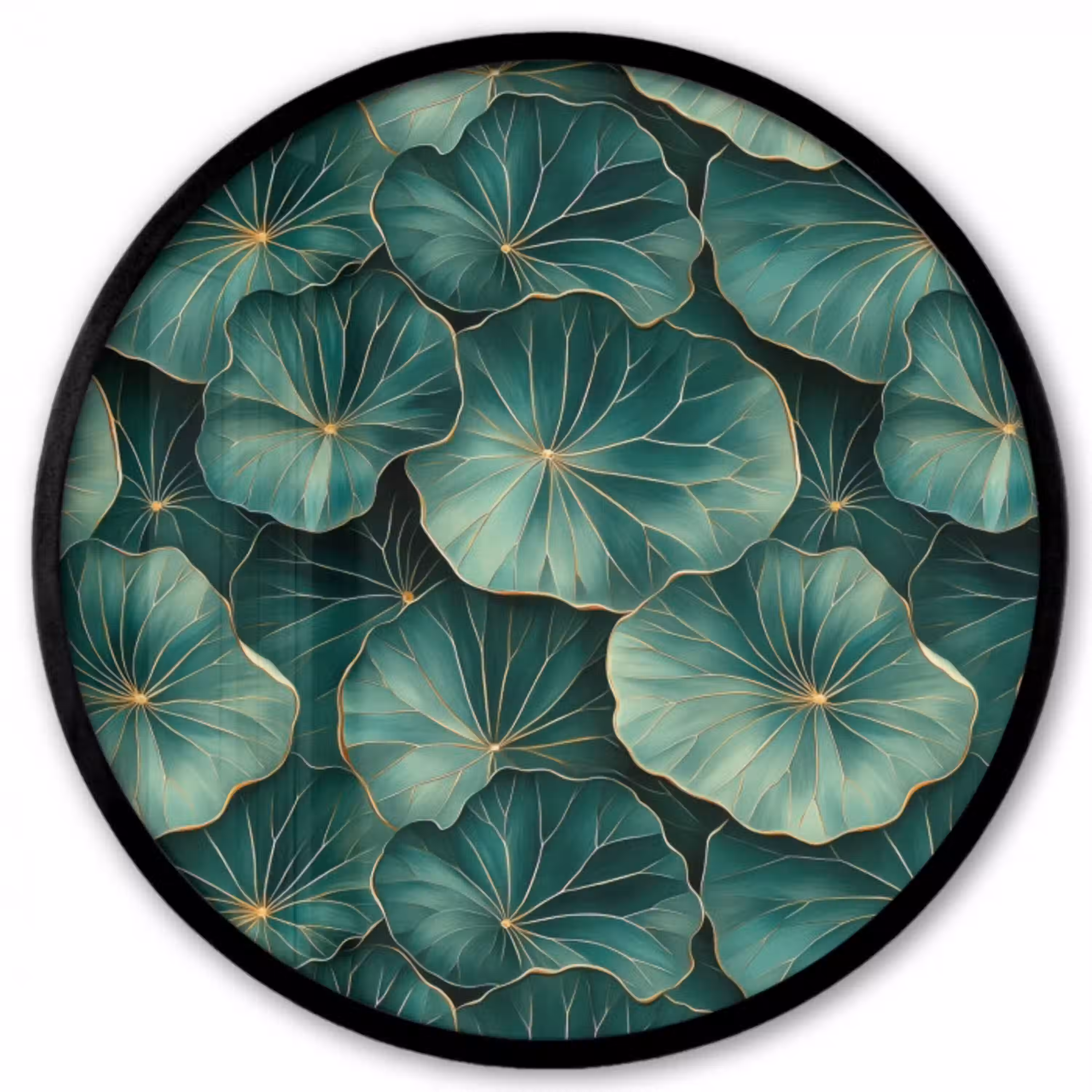 Patroon - Bladeren - Groen Fotolijst rond zonder passe partout klein 856 -3d