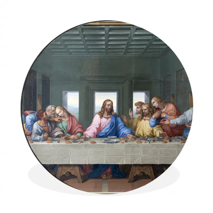 Het laatste avondmaal - Leonardo da Vinci Wandcirkel aluminium klein -3d