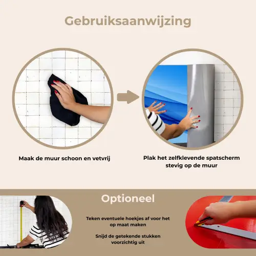Golven - Helder - Blauw keuken achterwand spatscherm klein -gebruiksaanwijzing_NL