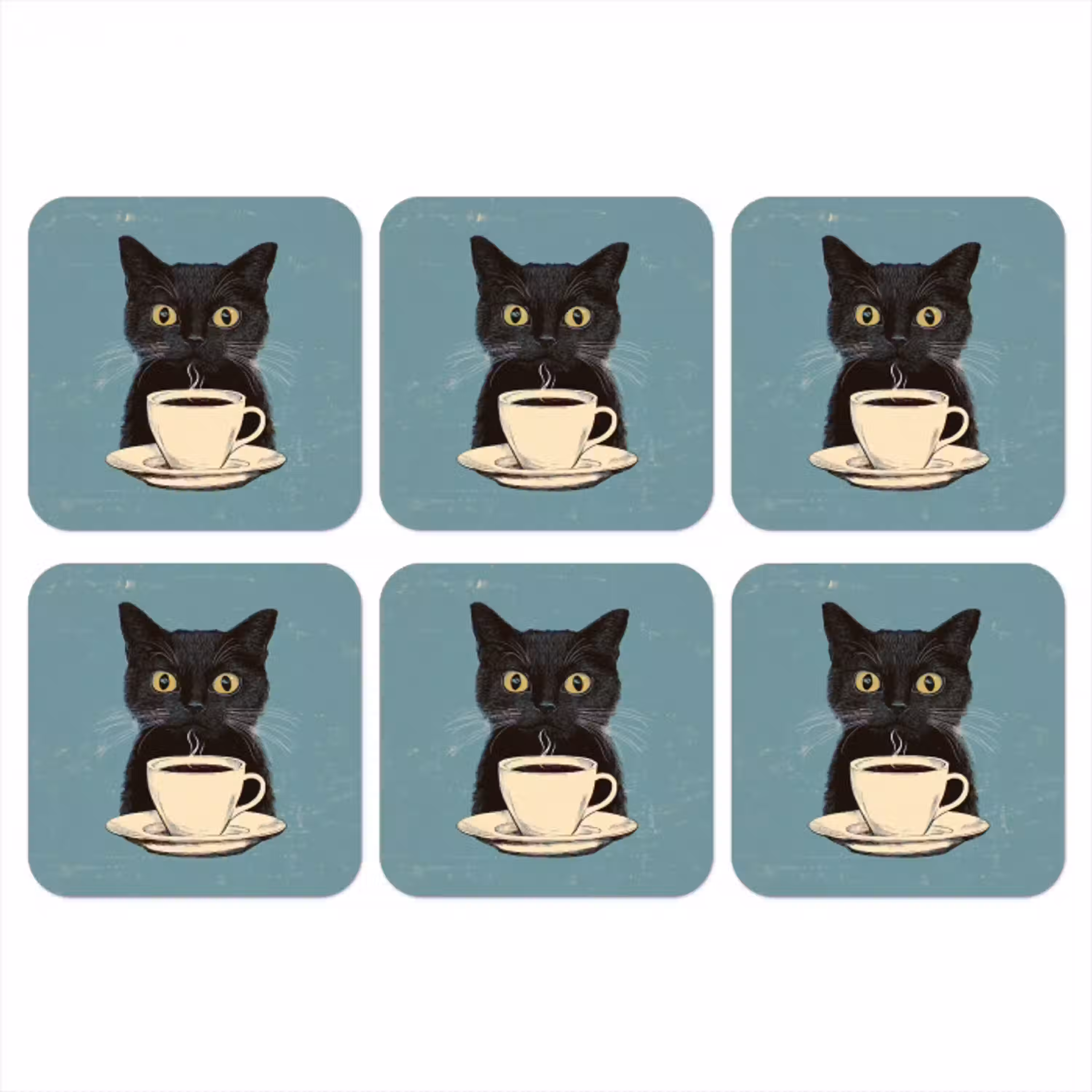 Kat - Zwart - Koffie - Minimalistisch onderzetter kurk middel -3d