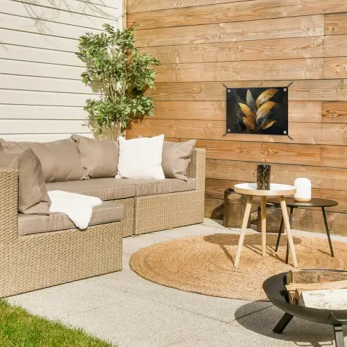 Gouden Bladcompositie – Botanische Luxe tuinposter los doek klein -sfeer4