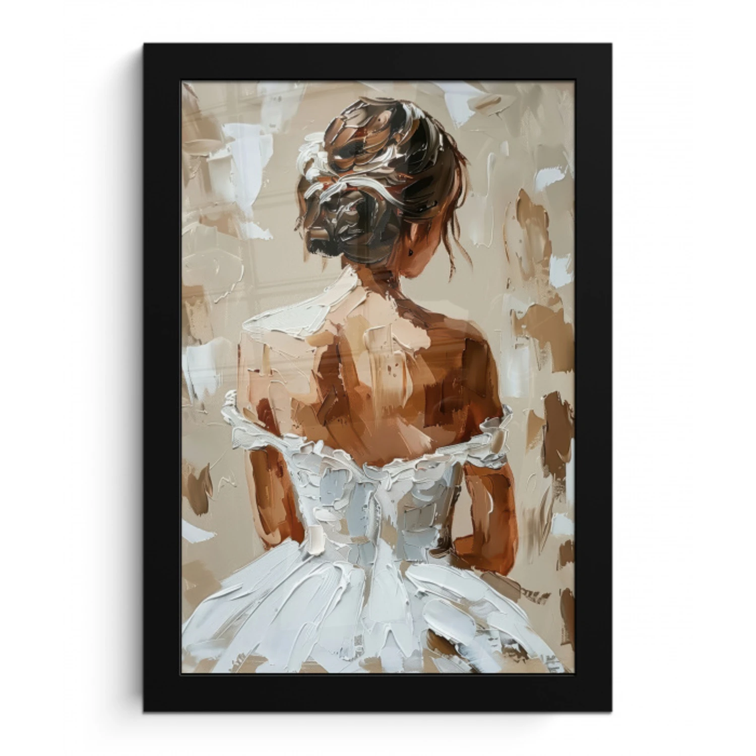Vrouw - Verf - Abstract - Beige - Modern fotolijst zwart zonder passe partout klein -3d