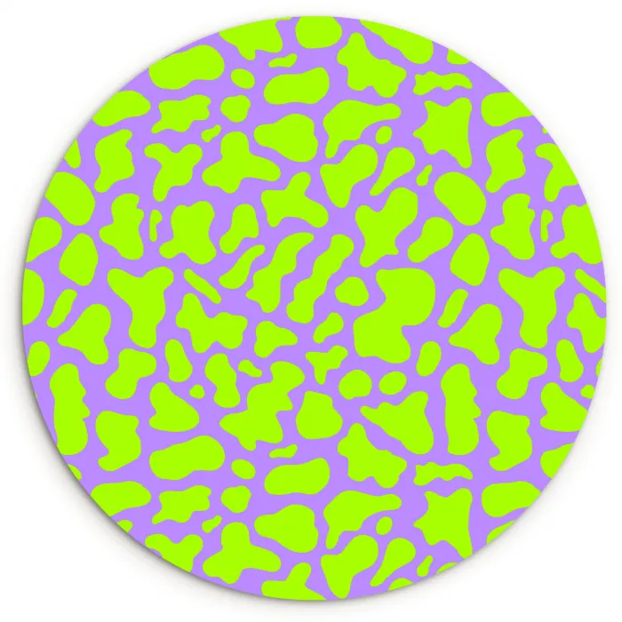 Groen - Neon - Paars - Vlekken Wandcirkel plexiglas klein 852 -3d