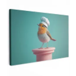 Roodborstje - Vogel - Koksmuts - Sokkel Tuinposter op houten frame 2 cm dik klein -3d