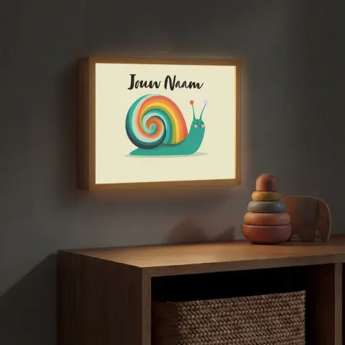 Slak - Regenboogschild - Groen Light Box met batterij (Wandlamp kind) middel -sfeer5_kind