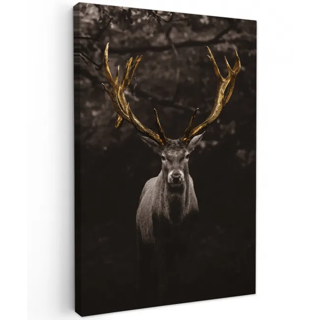 Hert - Gewei - Goud canvas 2cm klein -z3d