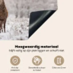 Edelhert - Bos - Sneeuw - Winter - Majestueus Inductie beschemer met haakjes klein -ky-onderkant-nl