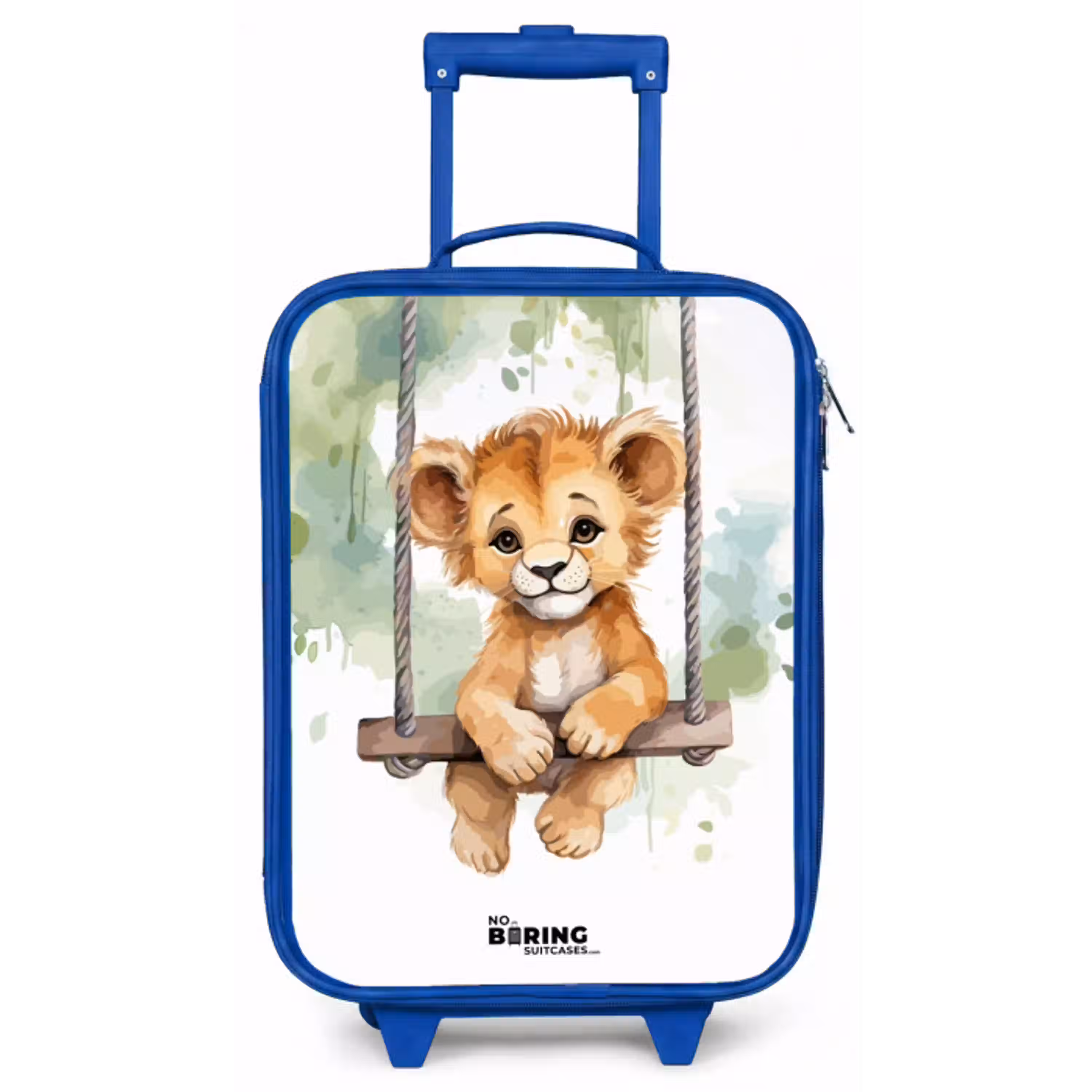 Leeuwenwelpje met schommel illustratie Kinderkoffer - Blauw klein -zz3dotto