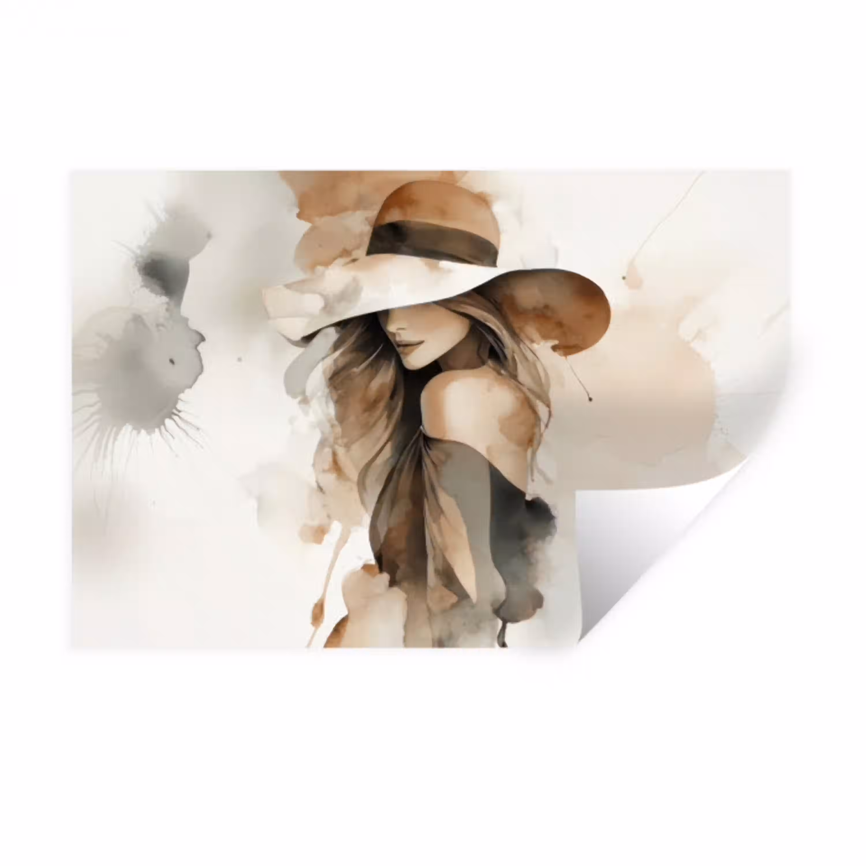 Mysterieus - Vrouw - Sepia Muursticker klein -3d
