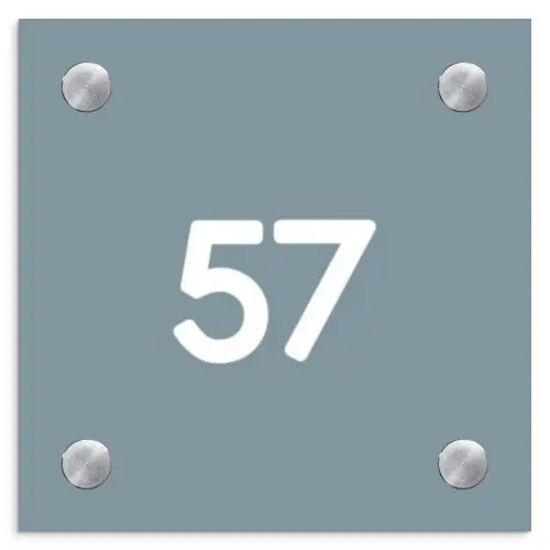 Effen blauwgrijs - Traditioneel Naambord Vierkant klein -3d