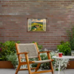 Doorkijk - Toscane - Uitzicht - Landschap - Zomer Tuinposter op houten frame 2 cm dik klein -sfeer3