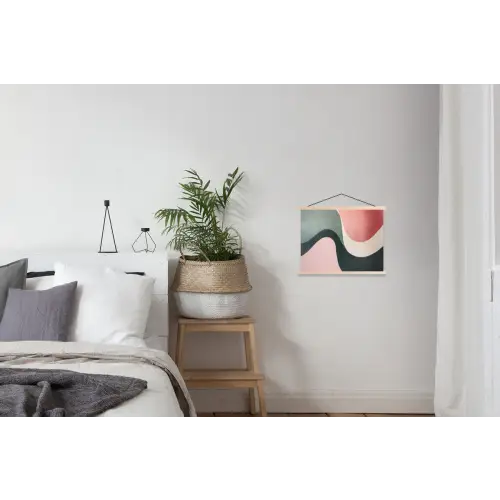 Abstract - Golven - Sierlijk - Roze textielposter latten blank klein -woonkamer