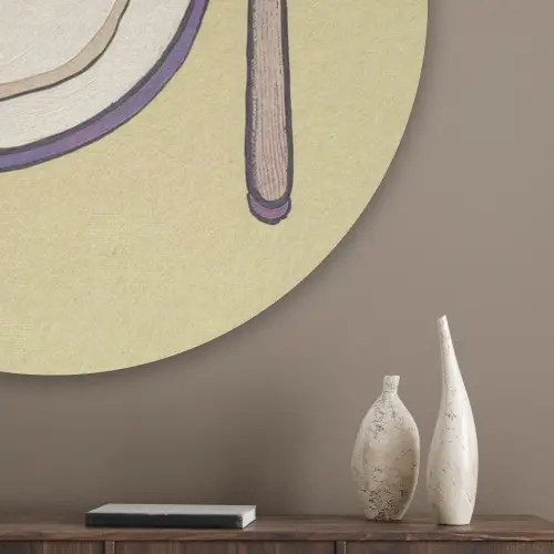 Illustratie - Bord - Bestek - Beige Akoestische PET Vilt - Rond klein -sfeer5_closeup