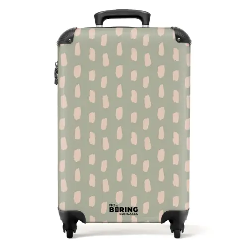 Patronen - Patroon van beige vlekken op Olijfgroene achtergrond NBS - Handbagage koffer - Kinderen Unisex middel -productfoto_recht