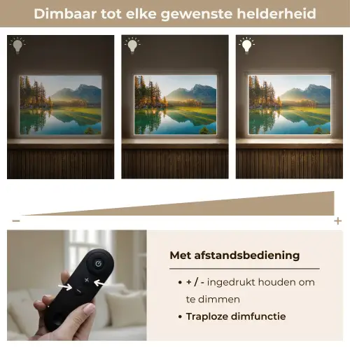 Meer - Bos - Bergen - Natuur - Zon - Landschap Light Box met batterij (Wandlamp) middel -USP_dimbaarNL