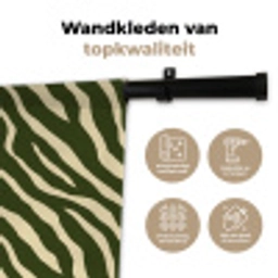 Zebra - Patroon - Groen Wandkleed katoen klein 269 -sfeer2