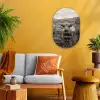 Schotse hooglander - Zwart - Wit - Hout Wandcirkel Ovaal Forex klein -sfeer4