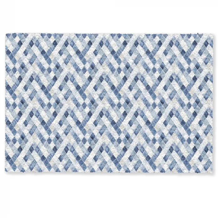 Diamant - Patroon - Blauw - Wit Deurmat klein 898 -zkaufland3d