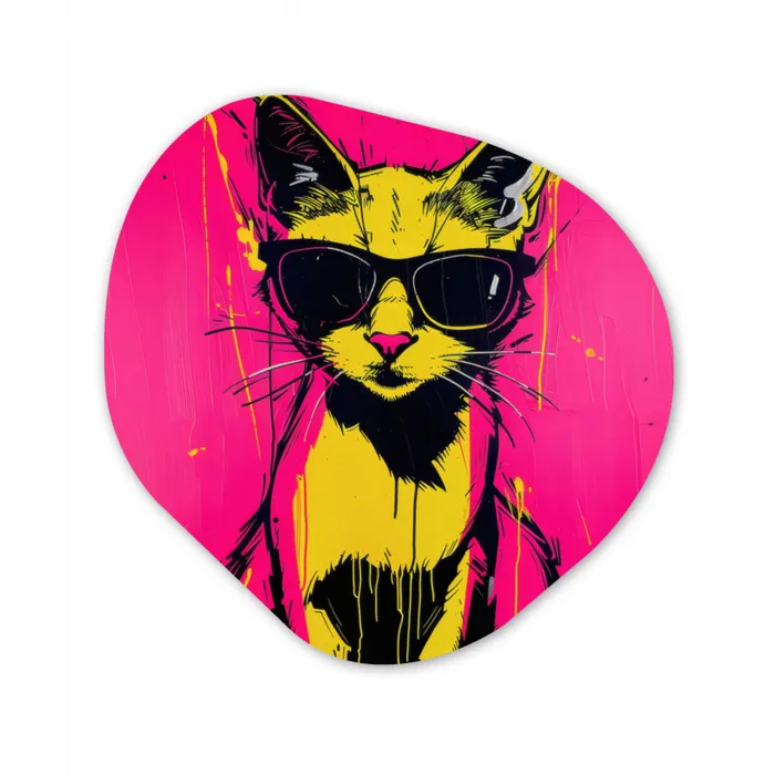 Kat - Art - Zonnebril - Roze Wandcirkel Organisch Forex 3mm klein -3d