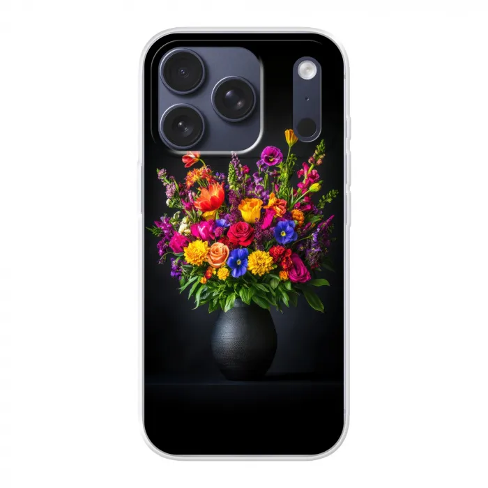 Felgekleurd - Bloemen - Vaas Telefoonhoesje iPhone 17 Pro klein -3d