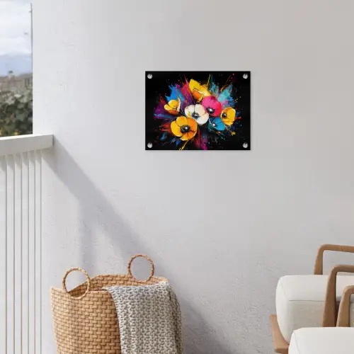 Bloemen - Kleurrijk - Graffiti - Modern - Boeket tuinposter los doek klein -sfeer8