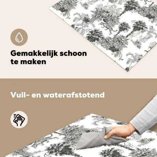 Jungle - Dieren - Grijs Inductie beschemer met haakjes klein 777 -ky-schoon-nl